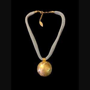 Adami & Martucci 925 Sterling Silver Yellow Gold Vermeil Dome 1.69" Necklace